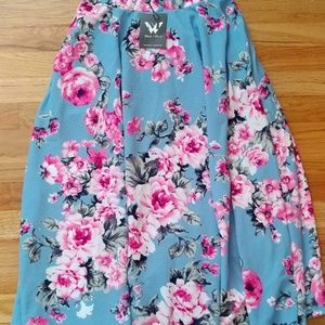 White and Mark large floral midi skirt